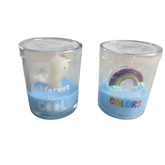 Rainbow pride Candle "Show Your True Colors" & " Different is cool" Uplifting En - Picture 1 of 5